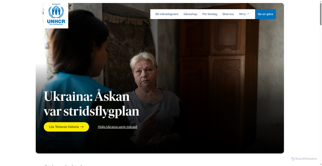Security scan screenshot of https://sverigeforunhcr.se