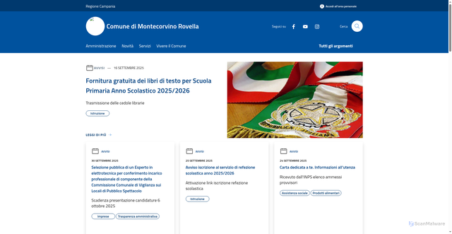 Security scan screenshot of https://www.comune.montecorvinorovella.sa.it/it