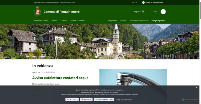 Security scan screenshot of https://www.comune.fontainemore.ao.it/it-it/home