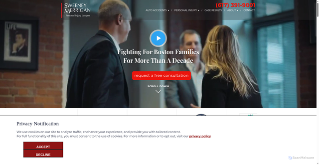 Security scan screenshot of https://www.sweeneymerrigan.com/