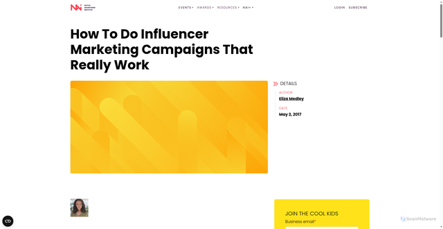 Security scan screenshot of https://www.nativeadvertisinginstitute.com/blog/influencer-marketing-campaigns