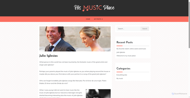 Security scan screenshot of https://www.hismusicplace.com/julio-iglesias/