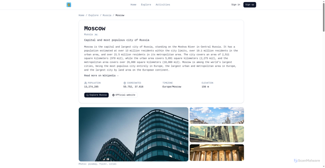 Security scan screenshot of https://travelplanner.app/city/moscow/