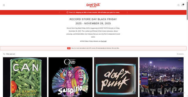 Security scan screenshot of https://goodtasterecords.com/collections/record-store-day-black-friday-2025-november-28-2025?srsltid=AU7gw4VvchNoLY8IPYfMxNIJWleKpkhFZIzZCH7KlCBuUl1KXNGMBlwp