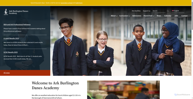 Security scan screenshot of https://burlingtondanes.org/