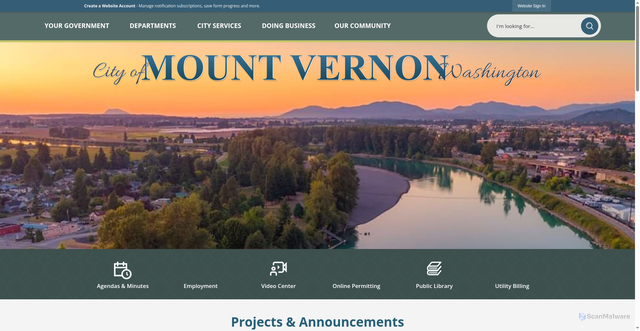 Security scan screenshot of https://mountvernonwa.gov/