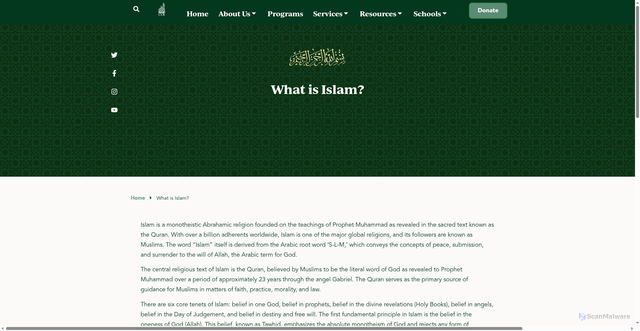 Security scan screenshot of https://raleighmasjid.org/what-is-islam/