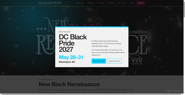 Security scan screenshot of https://dcblackpride.org/