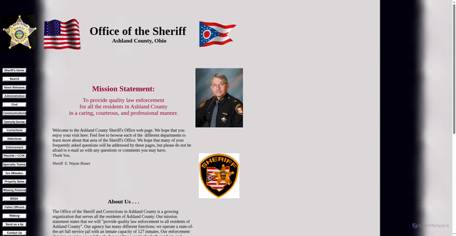 Security scan screenshot of http://sheriffashlandcooh.gov/