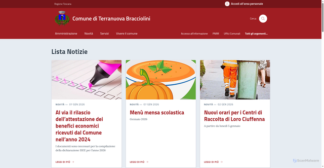 Security scan screenshot of https://comune.terranuova-bracciolini.ar.it/