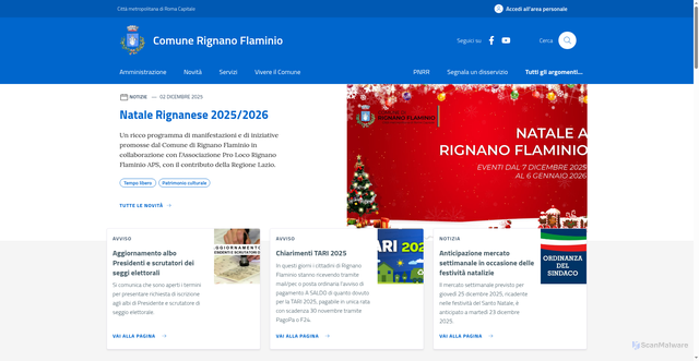 Security scan screenshot of https://www.comune.rignanoflaminio.rm.it/