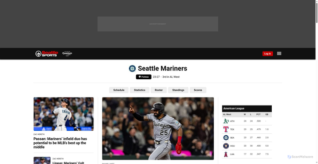 Security scan screenshot of https://seattlesports.com/category/mariners/