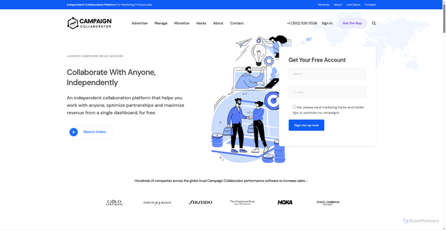 Security scan screenshot of https://campaigncollaborator.com