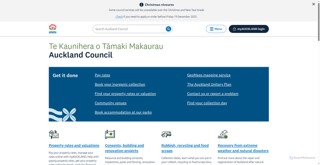 Security scan screenshot of http://www.aucklandcity.govt.nz/