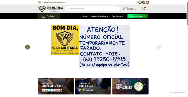 Security scan screenshot of https://warmilitaria.com.br