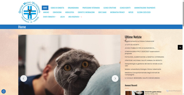 Security scan screenshot of https://www.ordineveterinari.va.it