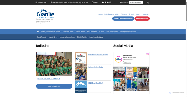 Security scan screenshot of https://www.graniteschools.org/