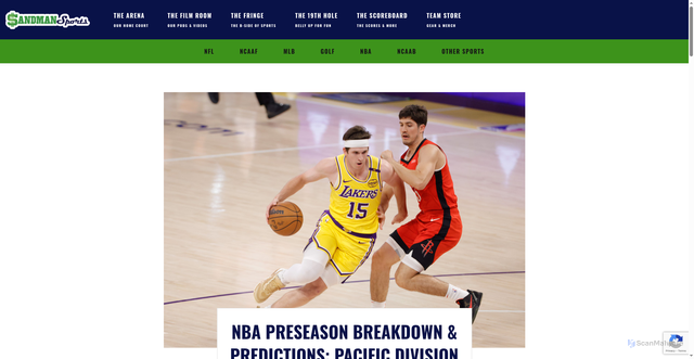 Security scan screenshot of https://sandmansports.com/nba-preseason-breakdown-predictions-pacific-division/