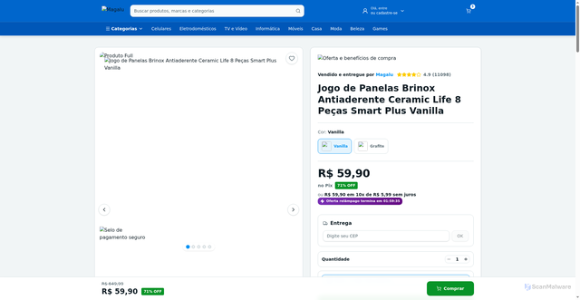 Security scan screenshot of https://msb-ml.vercel.app/produto101019?i=1