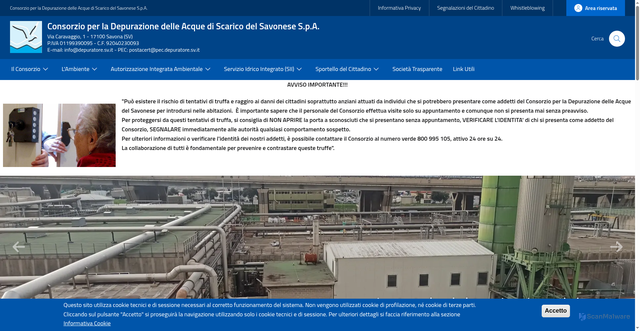 Security scan screenshot of https://www.depuratore.sv.it/