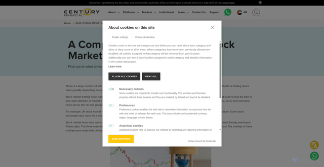 Security scan screenshot of https://www.century.ae/en/guide-to-stock-market-hours/