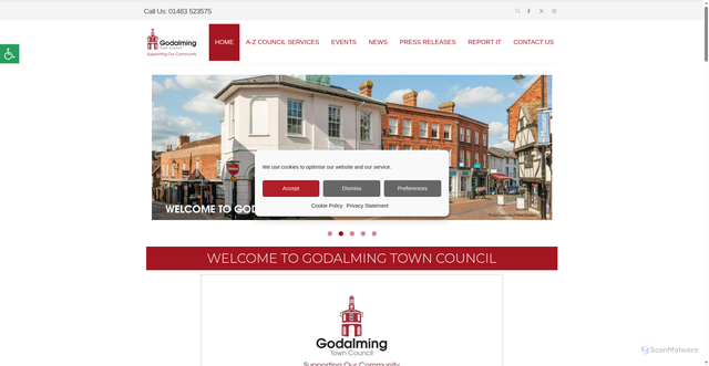 Security scan screenshot of https://godalming-tc.gov.uk/