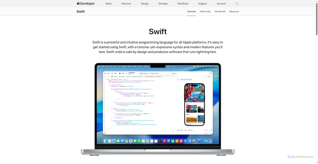 Security scan screenshot of https://developer.apple.com/swift/