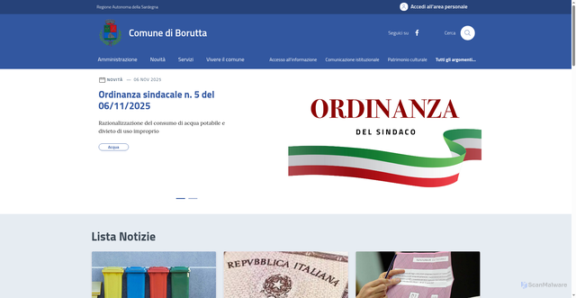 Security scan screenshot of https://comune.borutta.ss.it/