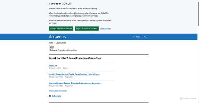 Security scan screenshot of https://www.gov.uk/government/organisations/tribunal-procedure-committee