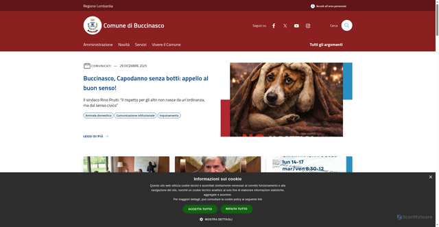 Security scan screenshot of https://www.comune.buccinasco.mi.it/it
