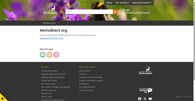 Security scan screenshot of http://www.hertsdirect.org/