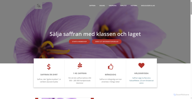 Security scan screenshot of https://saljasaffran.se