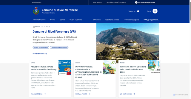 Security scan screenshot of https://www.comune.rivoli.vr.it/