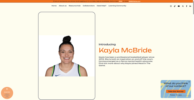 Security scan screenshot of https://www.headinthegame.us/collaborators/kayla-mcbride/