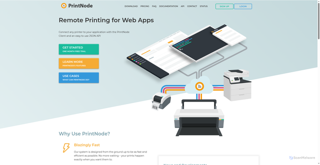 Security scan screenshot of https://printnode.com