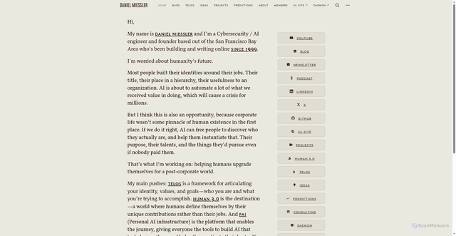 Security scan screenshot of https://danielmiessler.com