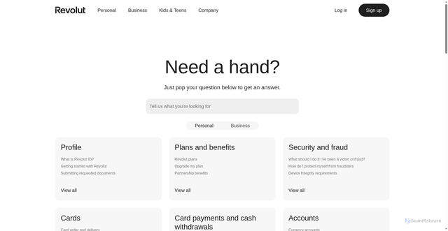 Security scan screenshot of https://help.revolut.com