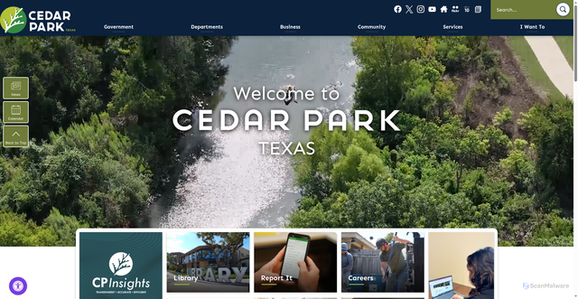 Security scan screenshot of https://www.cedarparktexas.gov/