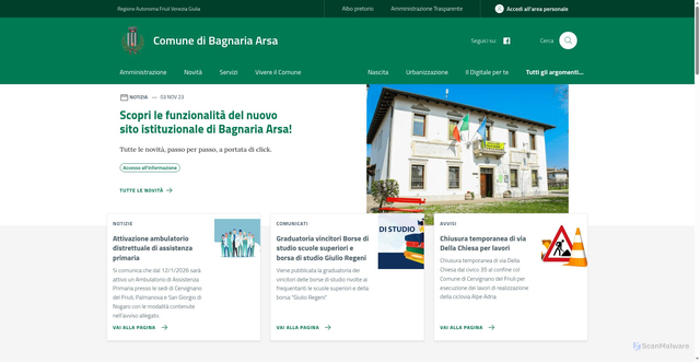 Security scan screenshot of https://www.comune.bagnariaarsa.ud.it/