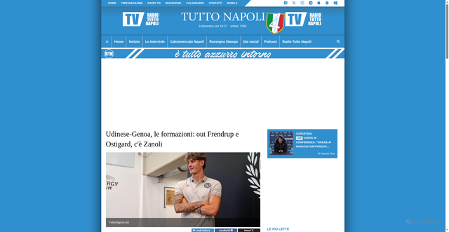 Security scan screenshot of https://www.tuttonapoli.net/serie-a/udinese-genoa-le-formazioni-out-frendrup-e-ostigard-c-e-zanoli-629955