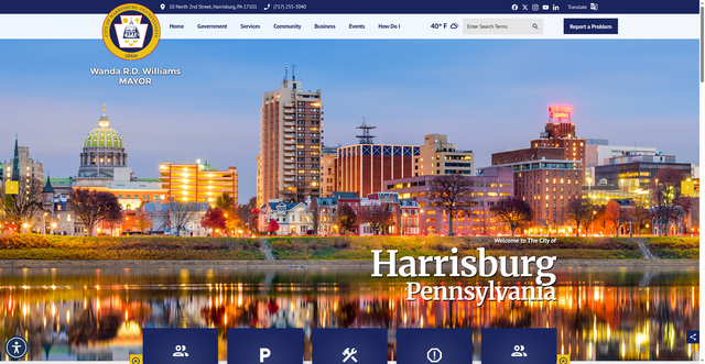 Security scan screenshot of https://harrisburgpa.gov/
