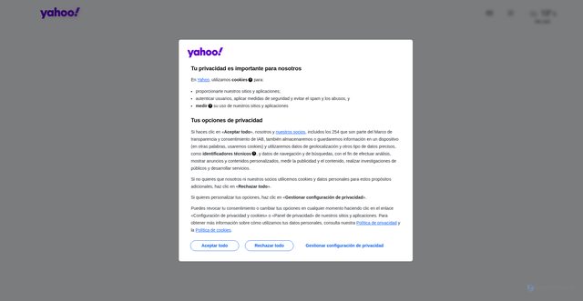 Security scan screenshot of https://yahoo.es