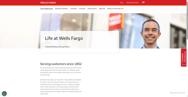 Security scan screenshot of https://wellsfargo.phusetechnology.dev/en/life-at-wells-fargo/