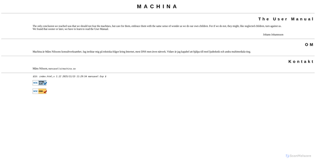 Security scan screenshot of https://www.machina.se
