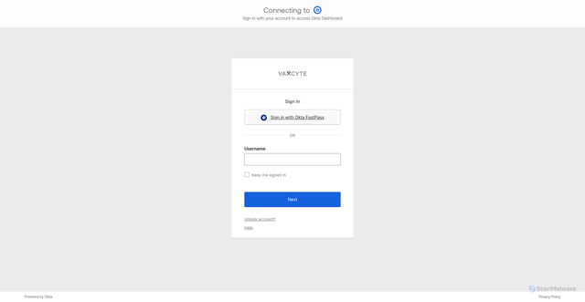 Security scan screenshot of https://login.vaxcyte.com