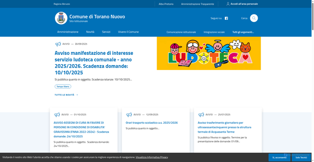 Security scan screenshot of https://www.comune.toranonuovo.te.it/