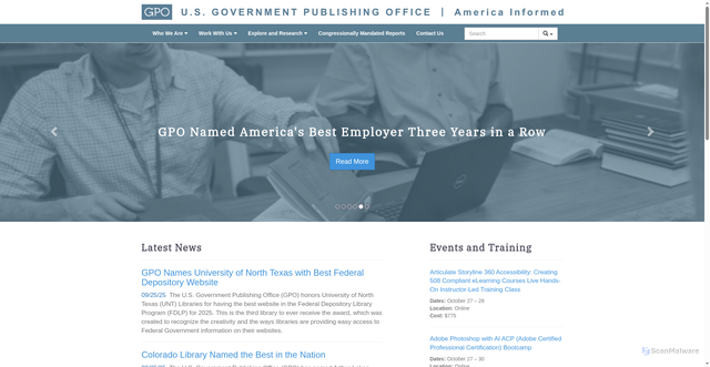 Security scan screenshot of https://www.gpo.gov/