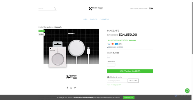 Security scan screenshot of https://stnaon.com.ar/productos/mags/