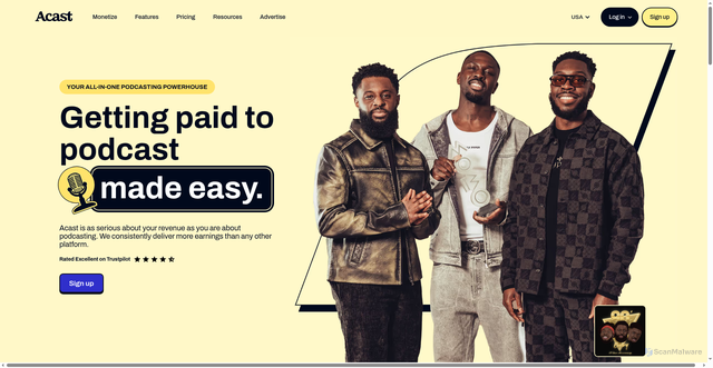 Security scan screenshot of https://acast.com