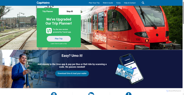 Security scan screenshot of https://capmetro.org/